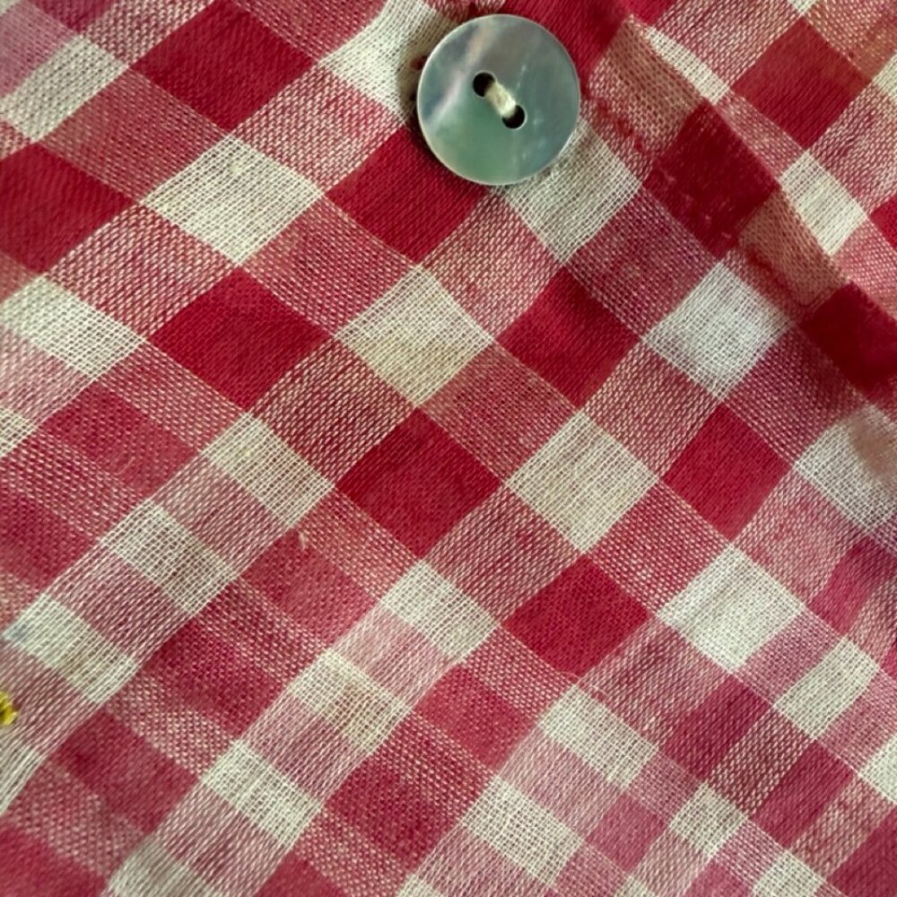 Red & White Sheer Button-Up men’s Shirt by Alpana Bawa with Embroidery - Picture 5 of 7